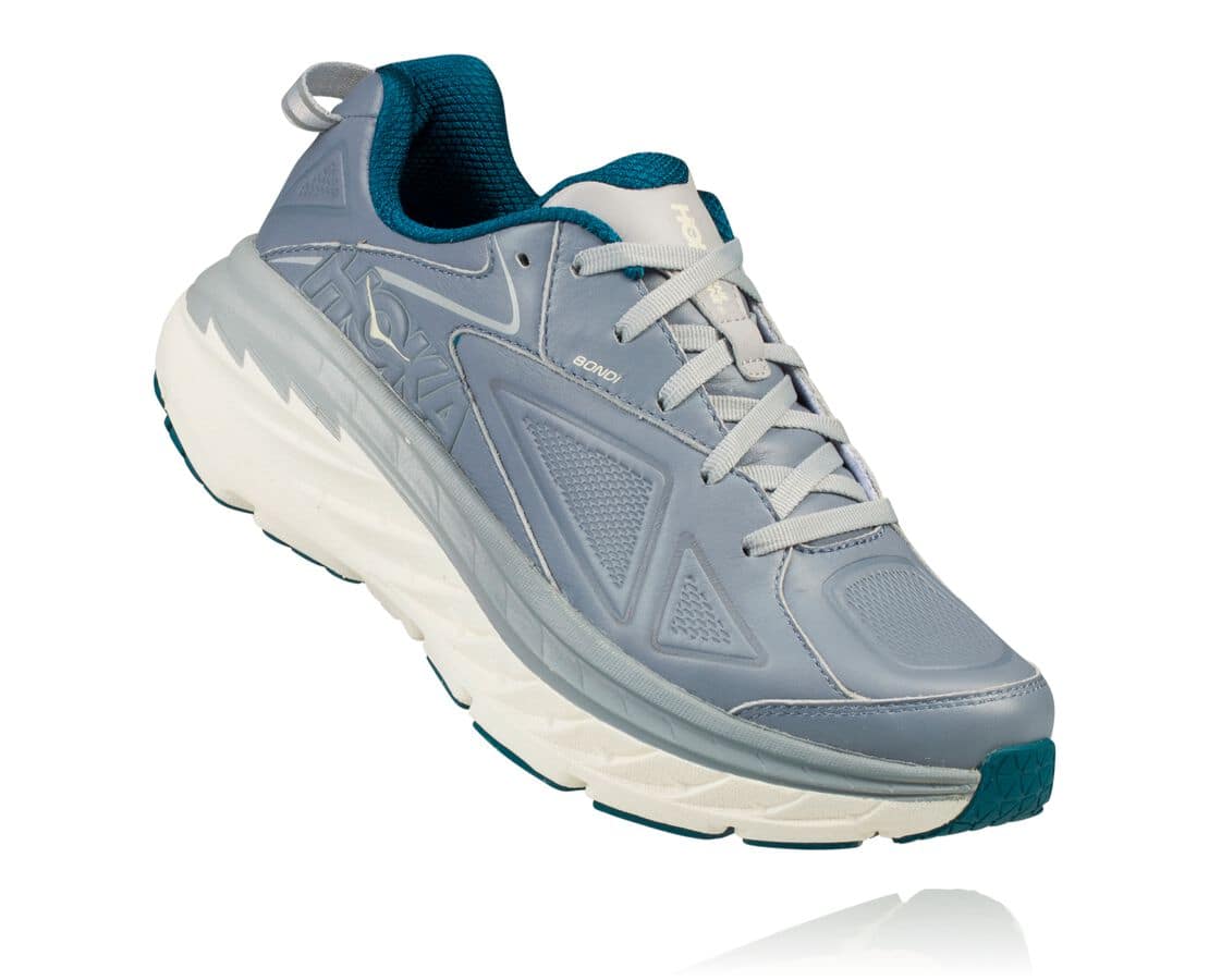 Hoka One One Bondi Leather South Africa - Womens Wide Running Shoes - Light Blue,ERQVX-3184